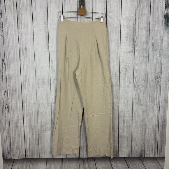 NWT Lulus Women's Medium Tan High Waist Wide Leg Pleated Trouser Pants - Picture 7 of 8